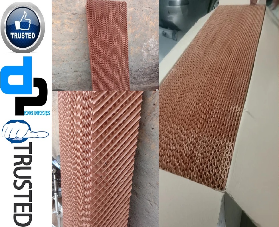 Cellulose Evaporative Cooling Pad - Dimensions: 600x600x50mm To 1800x600x300mm, Color: Brown | Features: High Evaporation Efficiency, Self-cleaning, Low Operation Cost