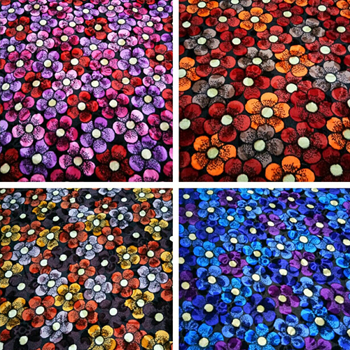 Allover Floral Printed Velvet Fabric - Velvet Material, Multiple Color Options | Washable, Soft Texture Ideal For Comfortable Apparel