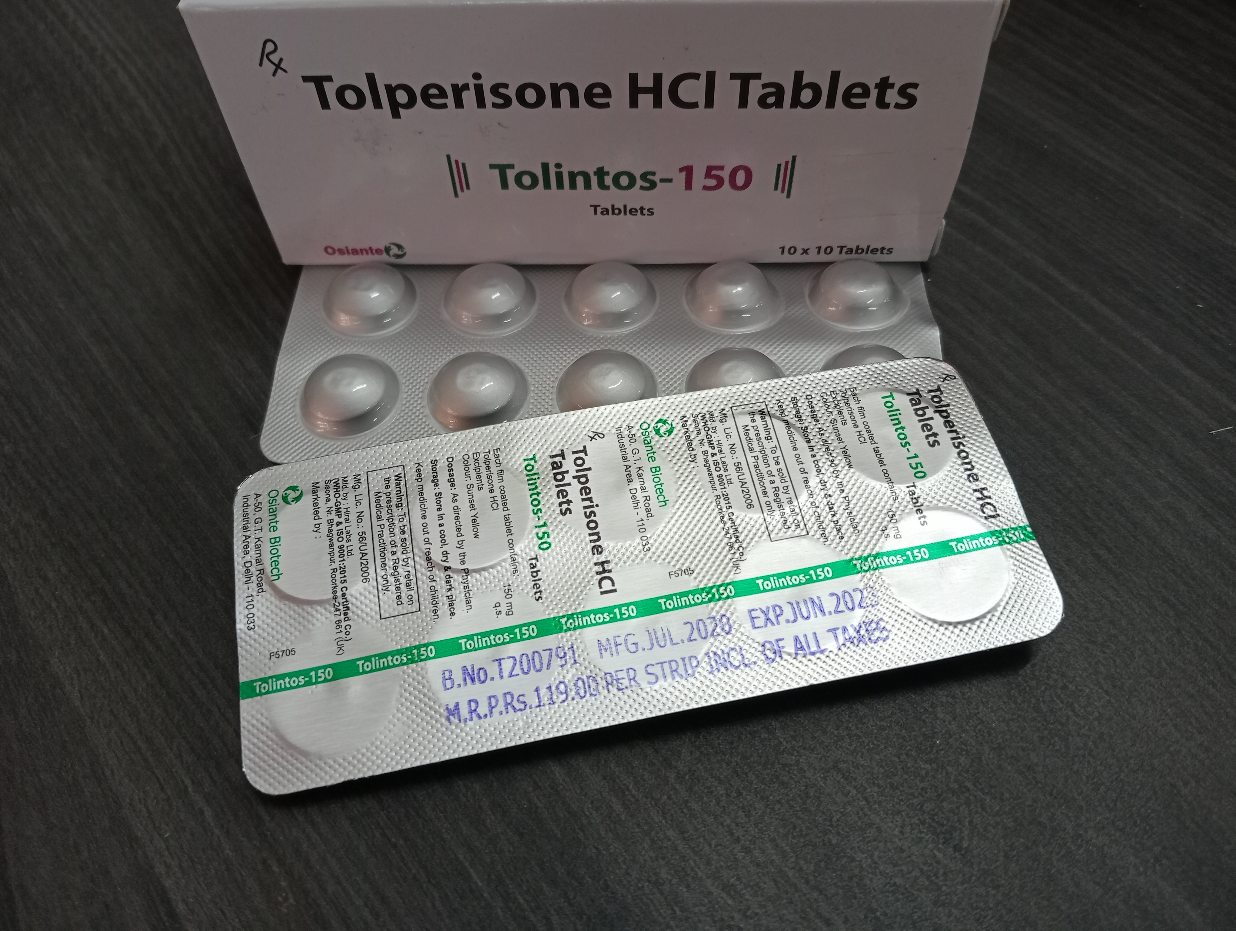 Tolperisone 150mg Capsules