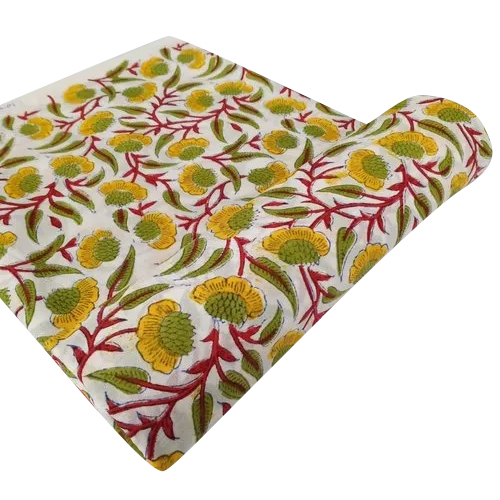 मल्टीकलर हैंड ब्लॉक प्रिंटेड फैब्रिक