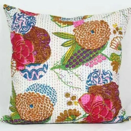 कॉटन कांथा कुशन कवर
