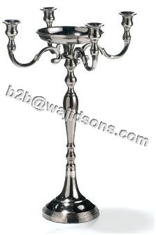 निकेल प्लेटेड फ्लावर प्लेट कैंडेलब्रार