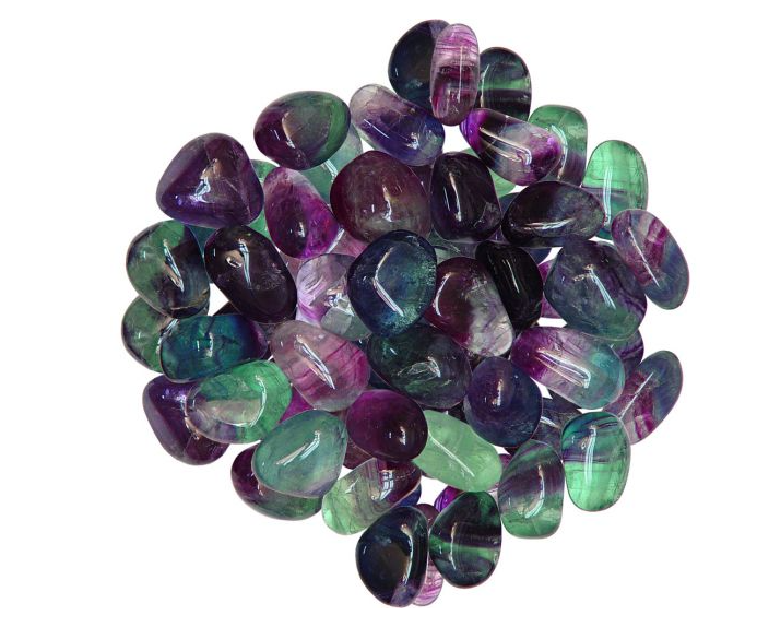Multi Fluorite Tumbled Stones - Natural Gemstones 10-20 Mm , Multi Colors, Weight 10 Grams (G)