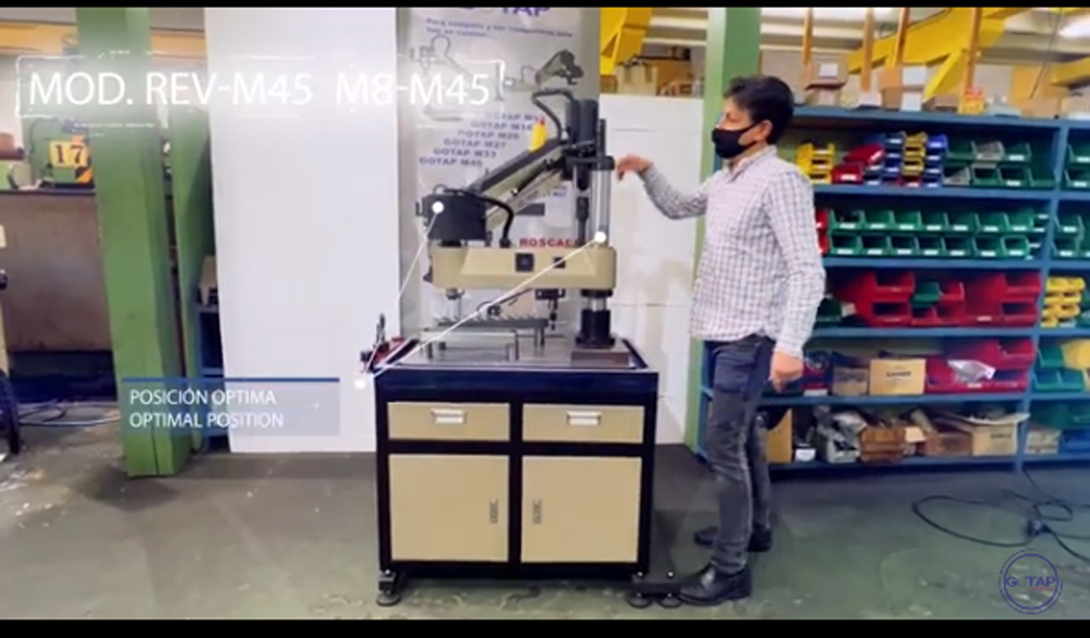 1200 Watt Semi Automatic Precision Electrical Tapping Machine Rev M45 Vertical Model - Color: Silver