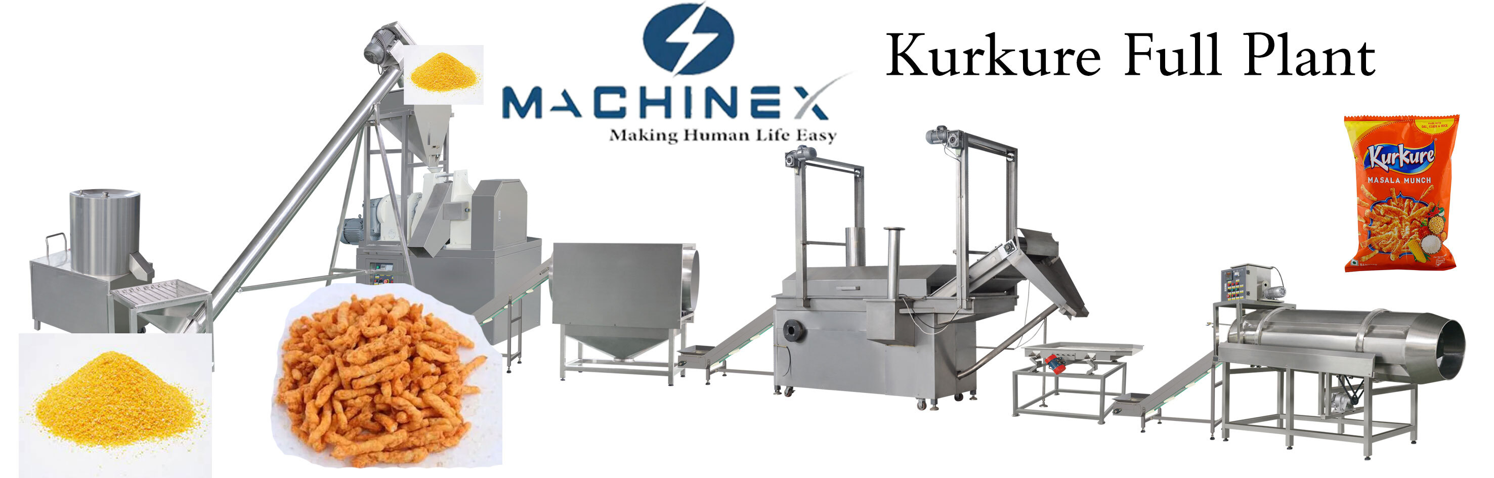 Full Automatic Kurkure Making Machine - Stainless Steel, 120-150kg/hr Capacity, Plc Control | Low Noise, Free Stand, One Year Warranty