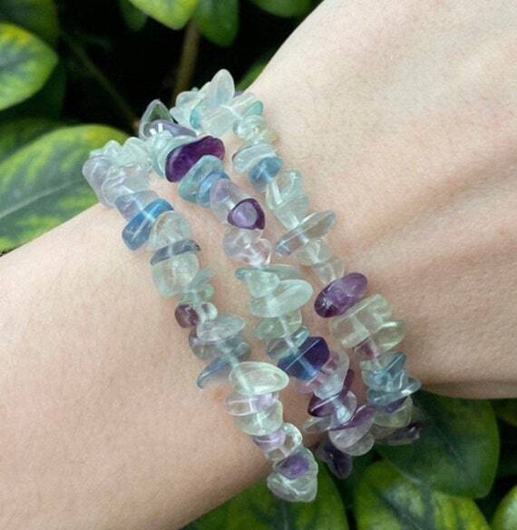 Fluorite Chips Bracelet - Color: Green