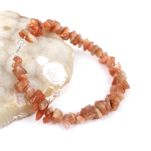 Orange Moonstone Chips Bracelet - Chips Material, Adjustable Size, Round-shaped, Orange Color | Perfect For Love, Friendship, And Gift-giving Occasions