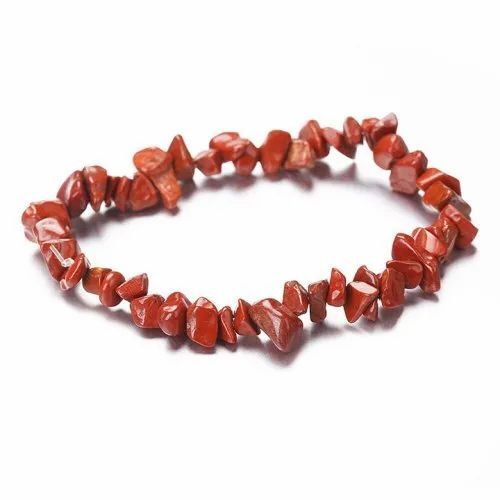 Red Jasper Chips Bracelet - Round-shaped Natural Stone Chips , Perfect For Love, Friendship, And Gift Giving