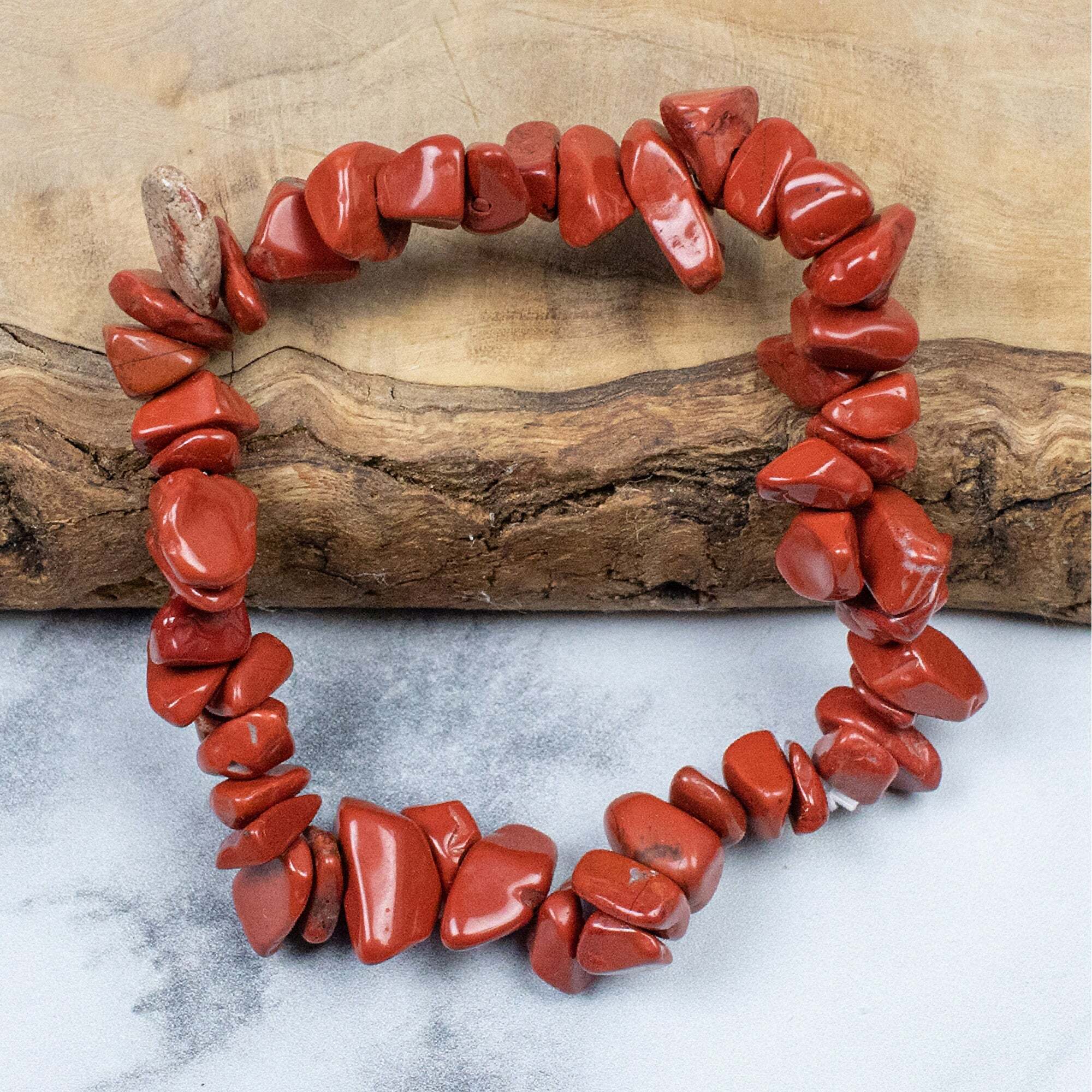 Red Jasper Chips Bracelet - Round-shaped Natural Stone Chips , Perfect For Love, Friendship, And Gift Giving