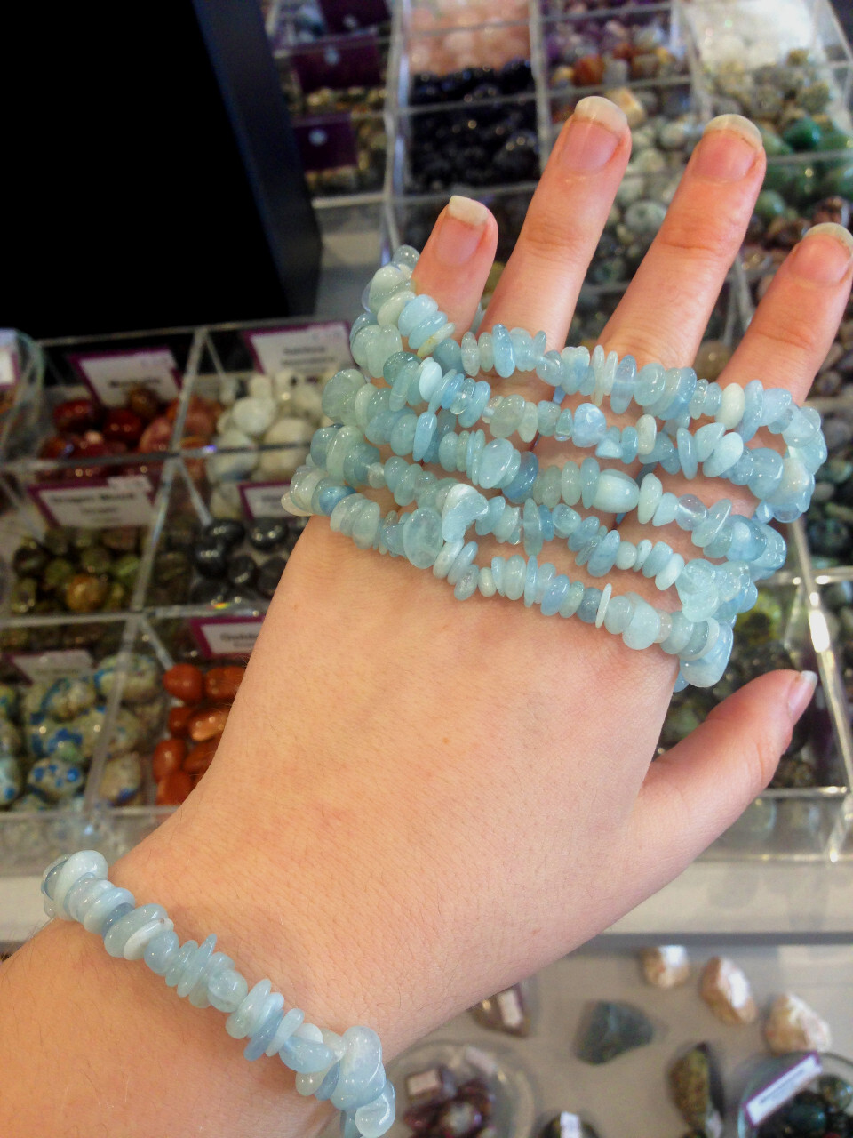 Blue Aquamarine Chips Bracelet - Natural Gemstone, Round Shape, Beautiful Blue Color | Perfect For Love, Friendship, And Gifting Occasions