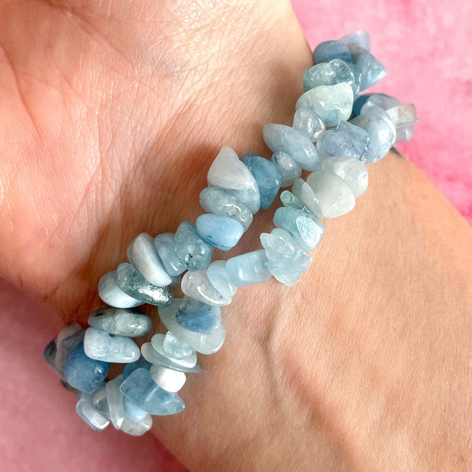 Blue Aquamarine Chips Bracelet - Natural Gemstone, Round Shape, Beautiful Blue Color | Perfect For Love, Friendship, And Gifting Occasions