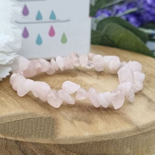 Rose Quartz Chips Bracelet - Natural Stone, Adjustable Fit, Pink Color, Round Shape | Ideal For Love, Friendship, Thoughtful Gifts