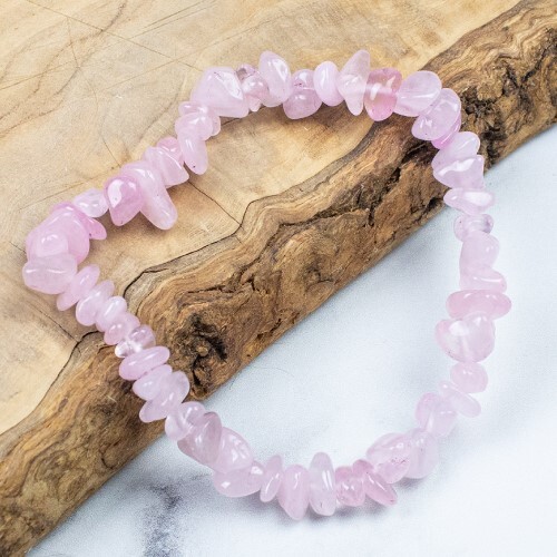 Rose Quartz Chips Bracelet - Natural Stone, Adjustable Fit, Pink Color, Round Shape | Ideal For Love, Friendship, Thoughtful Gifts