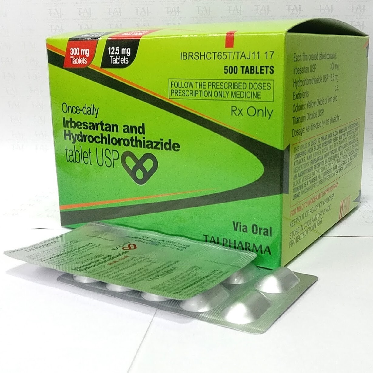 Irbesartan & Hydrochlorothiazide Tablets Usp - 300mg/12.5mg , Anti-hypertensive Medication For High Blood Pressure Management, Film-coated Oral Tablets, 3-year Expiration, 100% Assay Quality