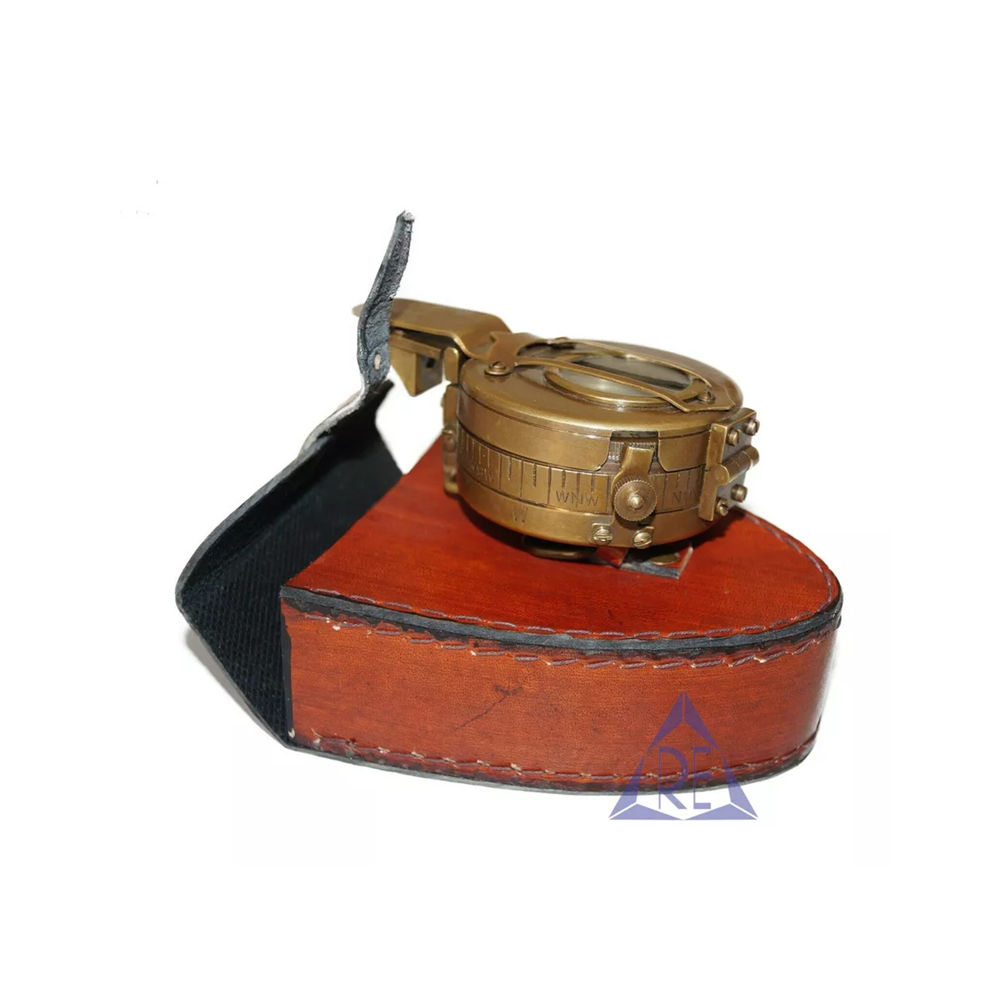 Brown Outdoor Camping Hiking Survival Compass With Leather Case Gift Item Engineering Handheld Portable Working Compass