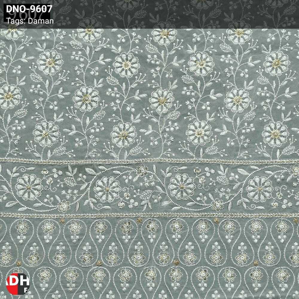Sequine Daman Fabric - Color: White