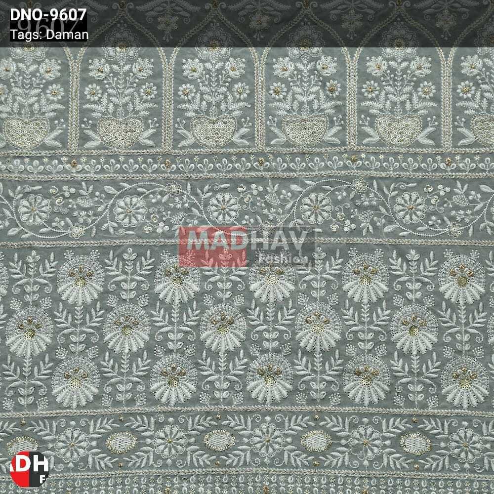 Sequine Daman Fabric - Color: White