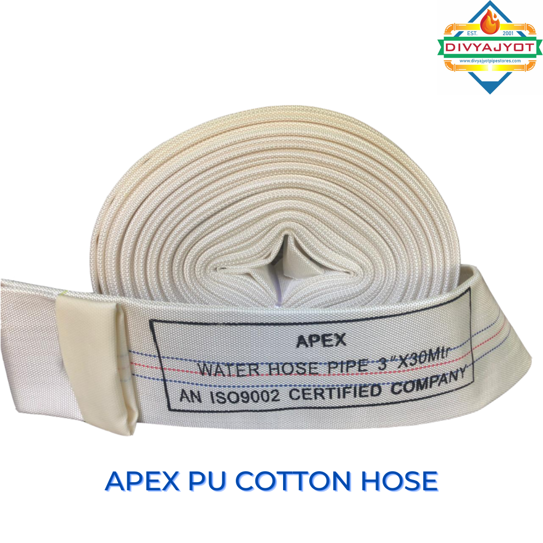 Rubber Canvas Hose - Heavy Duty, 30 Meters Length | White Color, Lightweight, Fire Fighting Application