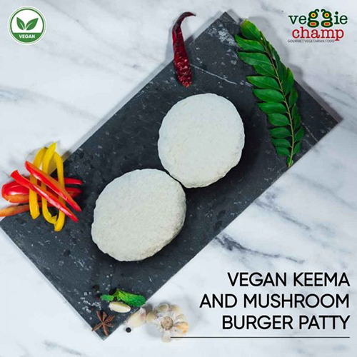 Vegan Keema And Mushroom Burger Patty - 240g Weight | Ingredients: Soya, Mushroom, Spices & Salt, Taste: Spicy, Packaging: Bag