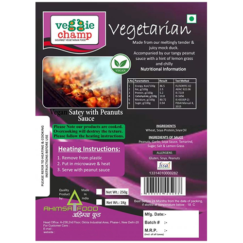 Vegan Satey With Peanut Sauce - 250 G | Liquid Form, Spicy Taste, Ideal For Home And Outdoor Usage