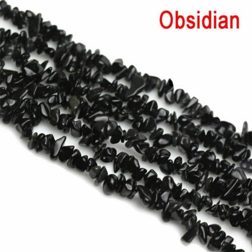 Black Obsidian Gemstone Chips String - Round Shape, Black Color | Ideal For Jewelry Making, Manufacturer, Wholesaler, Supplier, Exporter