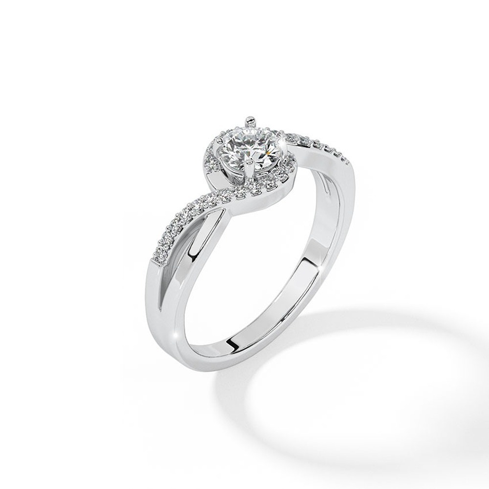 Lab Grown Diamond Ring - 1 Ct Round Brilliant Cut In 14k White Gold, Vs2 Clarity, Excellent Cut, Customizable Options Available