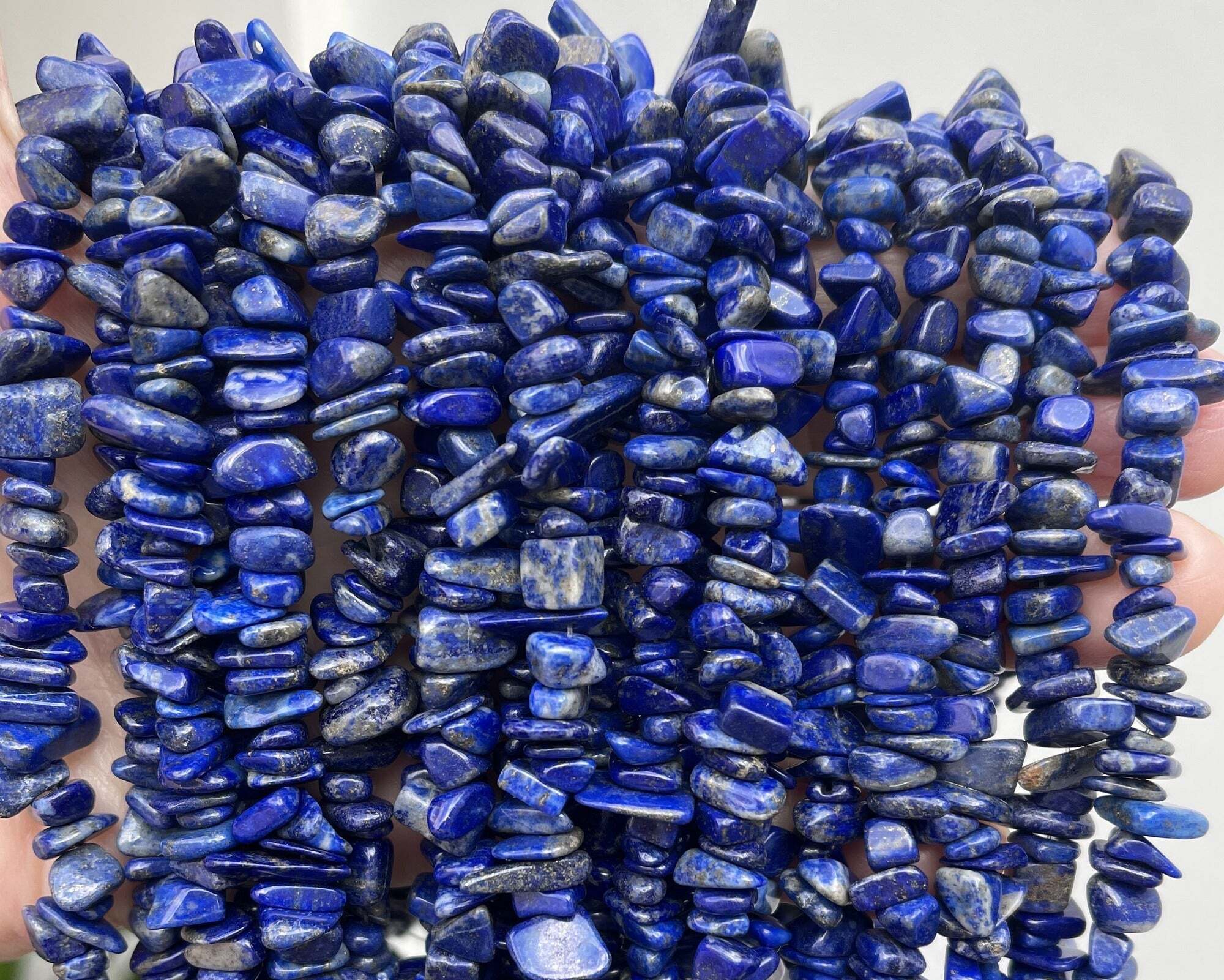 Lapis Lazuli Chips Beads Strands - Round Shape, Blue Color | Natural Lapis Lazuli Gemstone, Perfect For Crafting And Jewelry Making