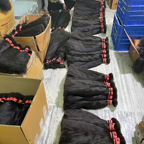 Black Double Drawn Hair - Pure Remy Human Hair, Thick Full Length For Professional Use - Soft Texture, Skin Friendly, Long Lasting Shine