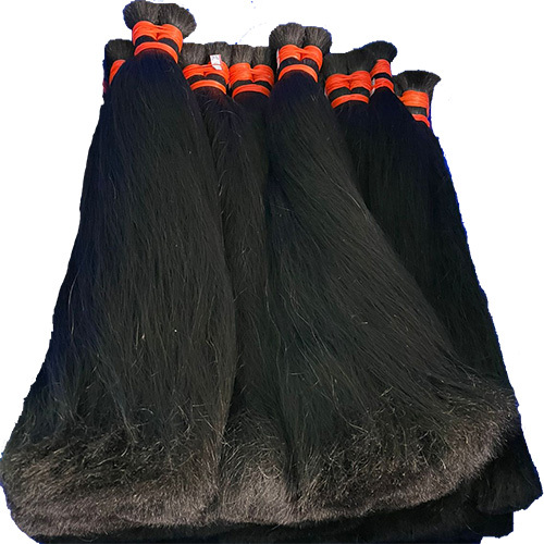 Black Double Drawn Hair - Pure Remy Human Hair, Thick Full Length For Professional Use - Soft Texture, Skin Friendly, Long Lasting Shine