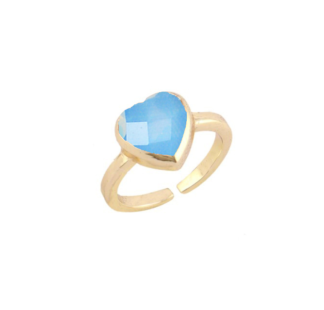 Natural Gemstone Gold Vermeil Adjustable Ring - 10mm Heart Shape 925 Sterling Silver Bezel Setting For Unisex Engagement And Gift Occasions