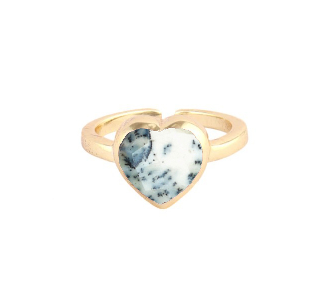 Natural Gemstone Gold Vermeil Adjustable Ring - 10mm Heart Shape 925 Sterling Silver Bezel Setting For Unisex Engagement And Gift Occasions