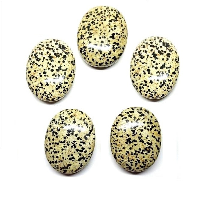 Beautiful Dalmatian Jasper Gemstone Palm Stone - Material: Agate