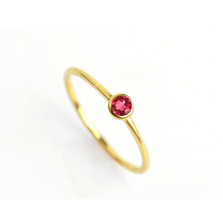 Tiny Gemstone Round Shape Gold Vermeil Ring Gender: Women