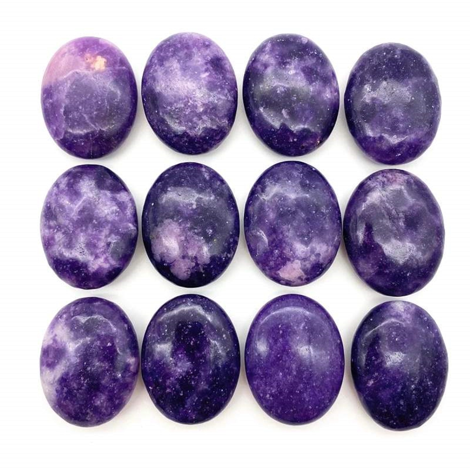 Beautiful Lepidolite Gemstone Palm Stone Large Crystal Agate Palm Stone