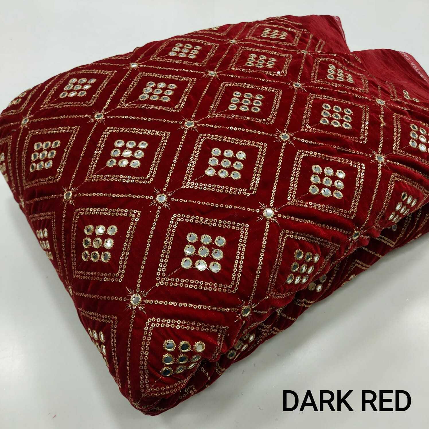 Micro Velvet 9000 - 44" Width, 9mm & 3mm Sequins With Zari Work, Embroidered Texture | Ideal For Lehenga, Gown, Dress In 6 Colour Combinations