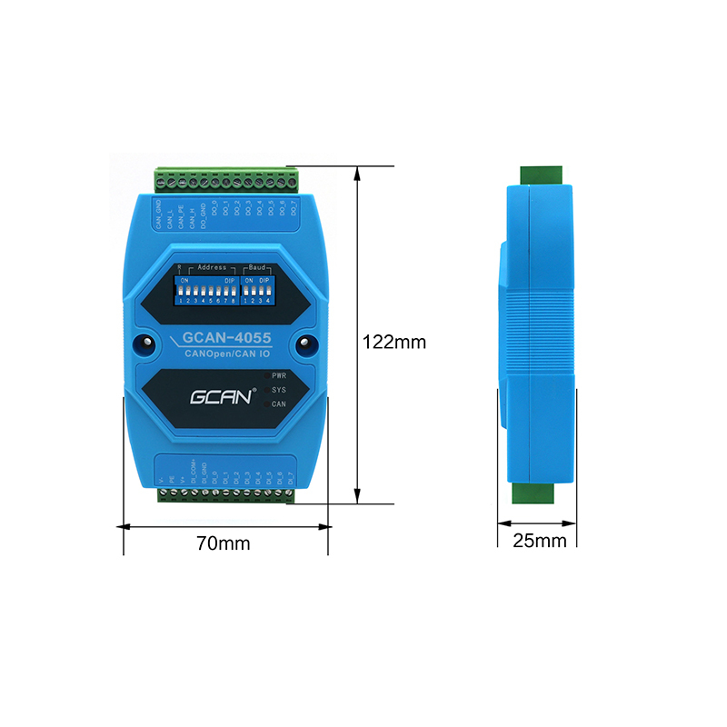 Gcan-4055 - 121mm X 70mm X 26mm | 8 Digital Input And Output Channels With Standard Canopen Interface, Power Supply 9-30v Dc, 1-year Warranty