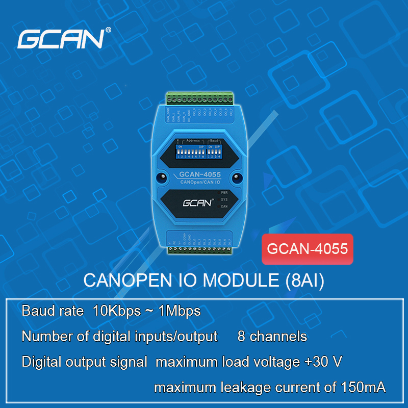 Gcan-4055 - 121mm X 70mm X 26mm | 8 Digital Input And Output Channels With Standard Canopen Interface, Power Supply 9-30v Dc, 1-year Warranty