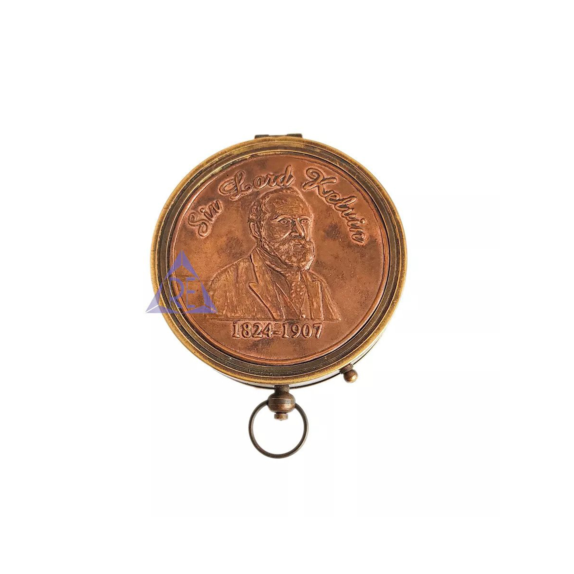 Brown Royal Navy London Brass Pocket Sundial Compass Handmade Nautical String Compass Outing Camping Hiking Compass