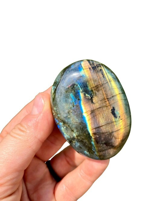 Beautiful High Quality Labradorite Gemstone Palm Stone - Material: Agate