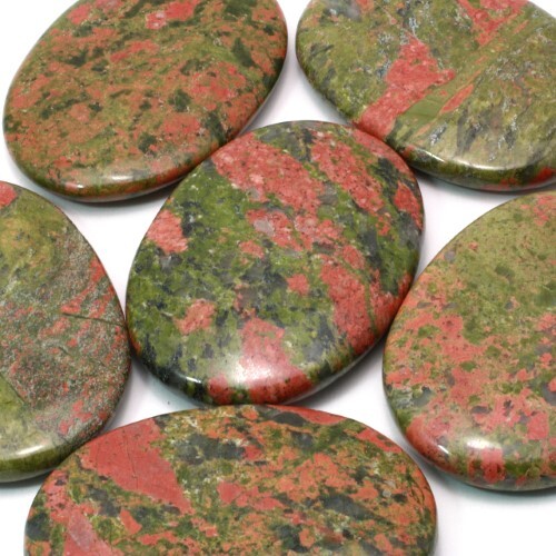 Beautiful High Quality Unakite Gemstone Palm Stone - Material: Agate