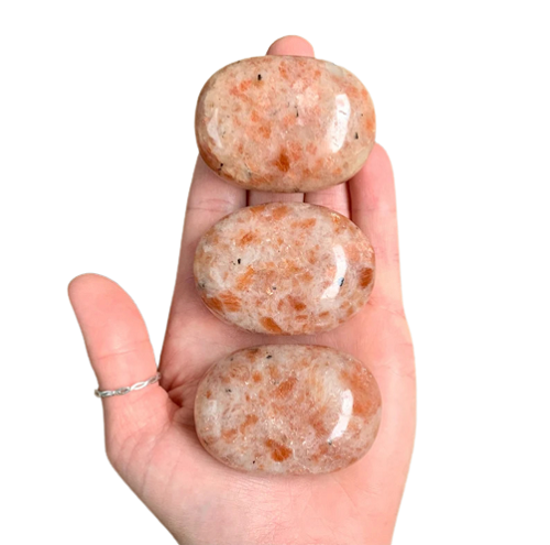 Beautiful Sunstone Gemstone Palm Stone - Material: Agate