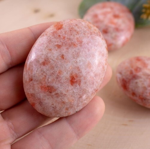 Beautiful Sunstone Gemstone Palm Stone - Material: Agate