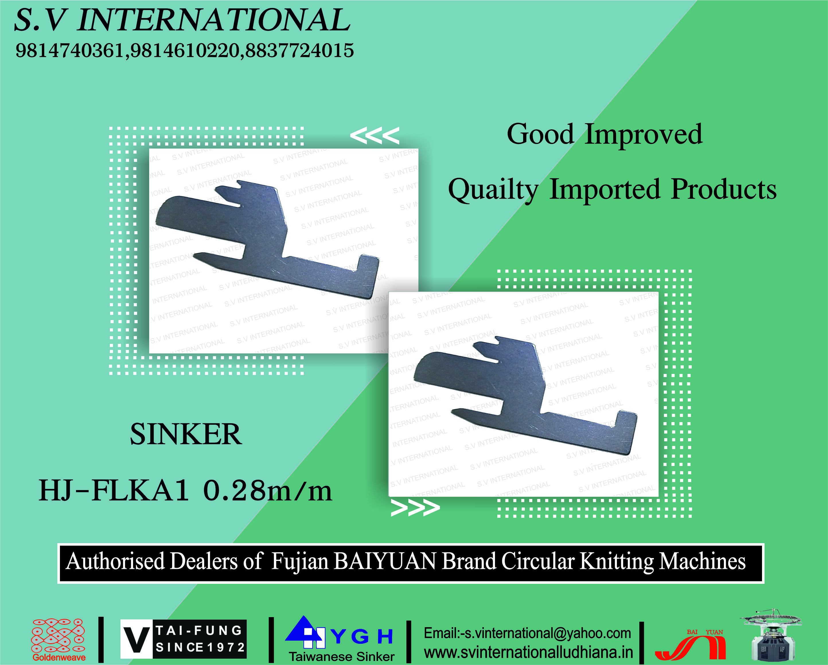 Hj-flka1 0.28mm - Industrial Grade Sinker | Y.g.h Brand, Durable Design, Warranty Included, Ideal For Circular Knitting Machine Applications