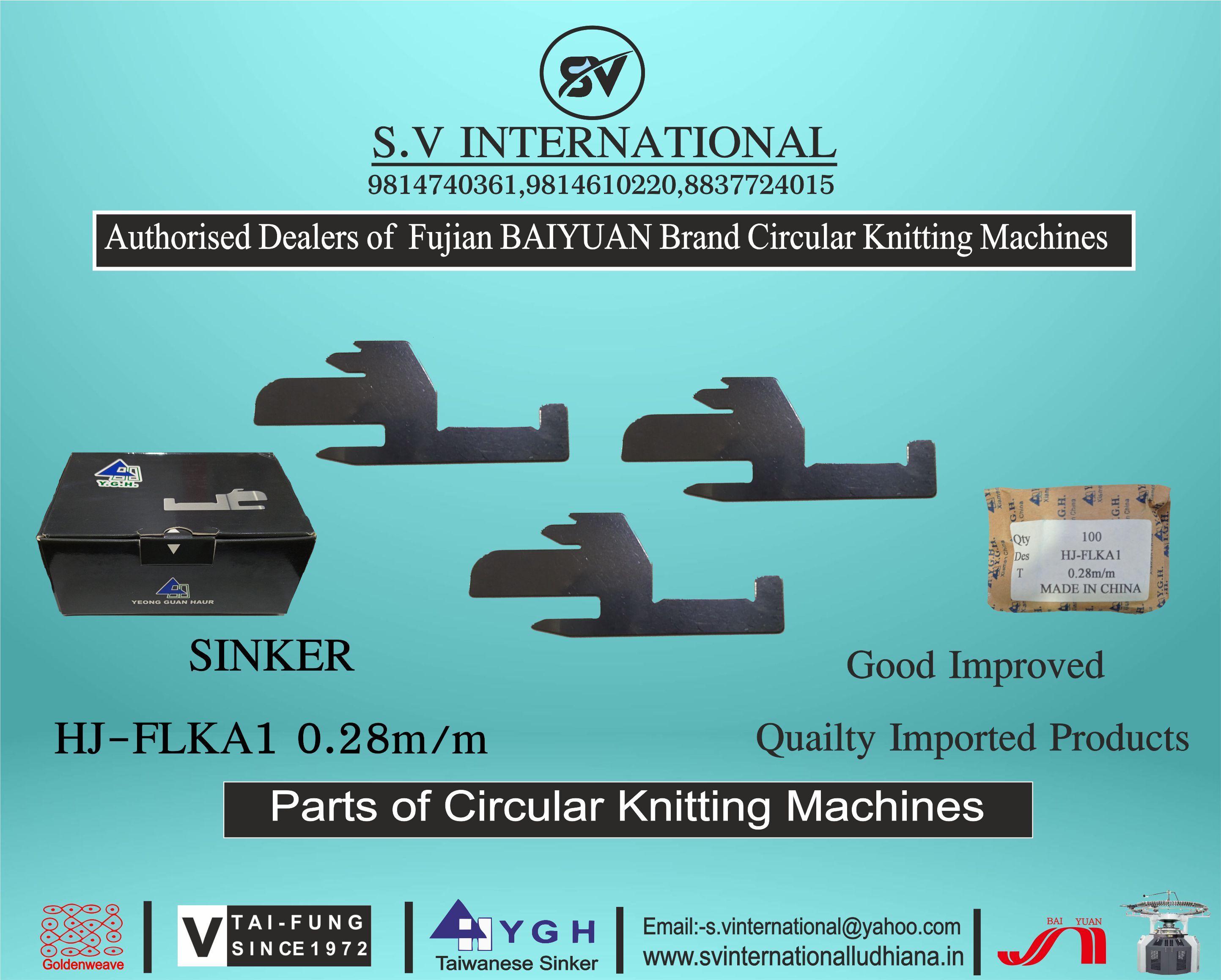 Hj-flka1 0.28mm - Industrial Grade Sinker | Y.g.h Brand, Durable Design, Warranty Included, Ideal For Circular Knitting Machine Applications