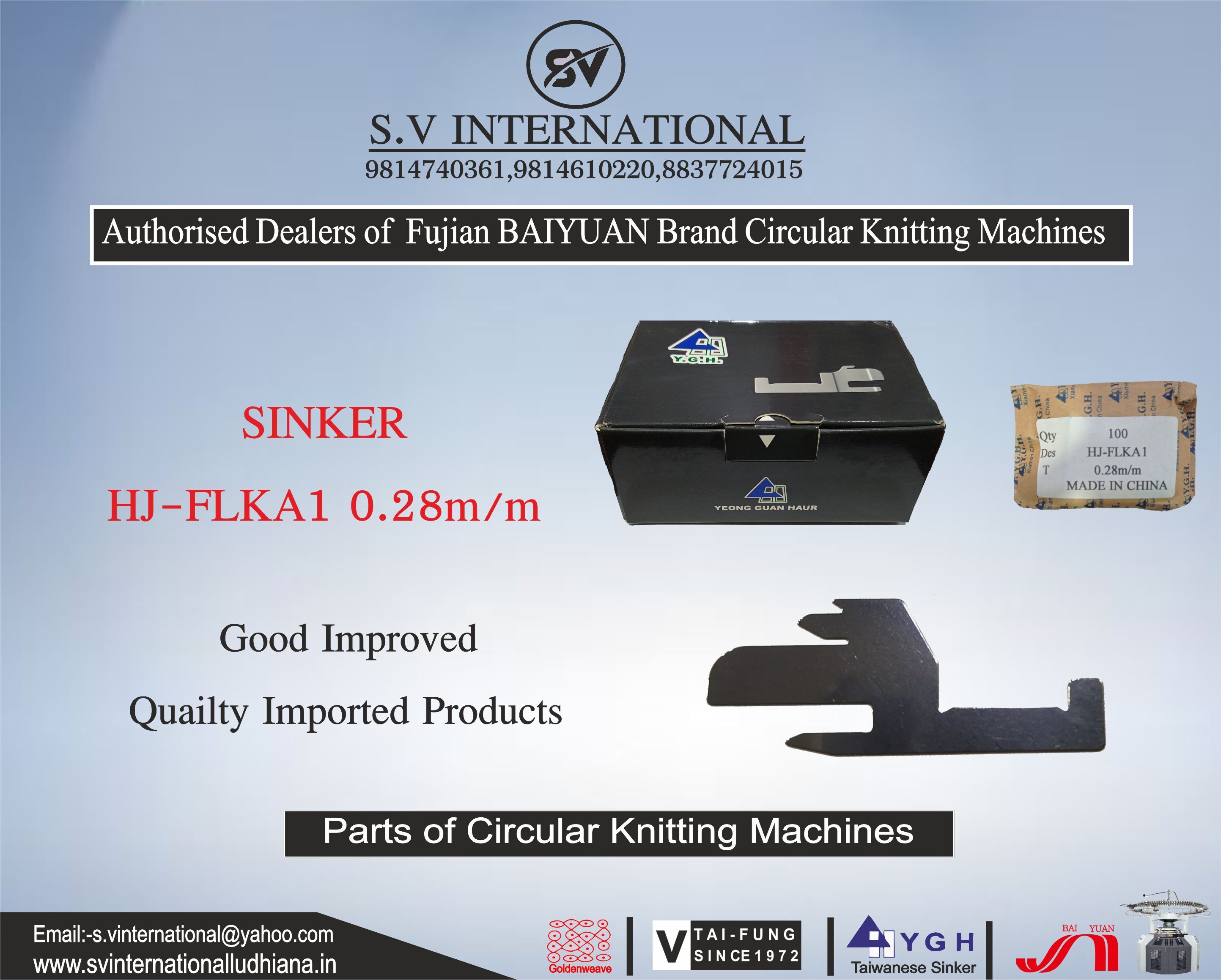 Hj-flka1 0.28mm - Industrial Grade Sinker | Y.g.h Brand, Durable Design, Warranty Included, Ideal For Circular Knitting Machine Applications