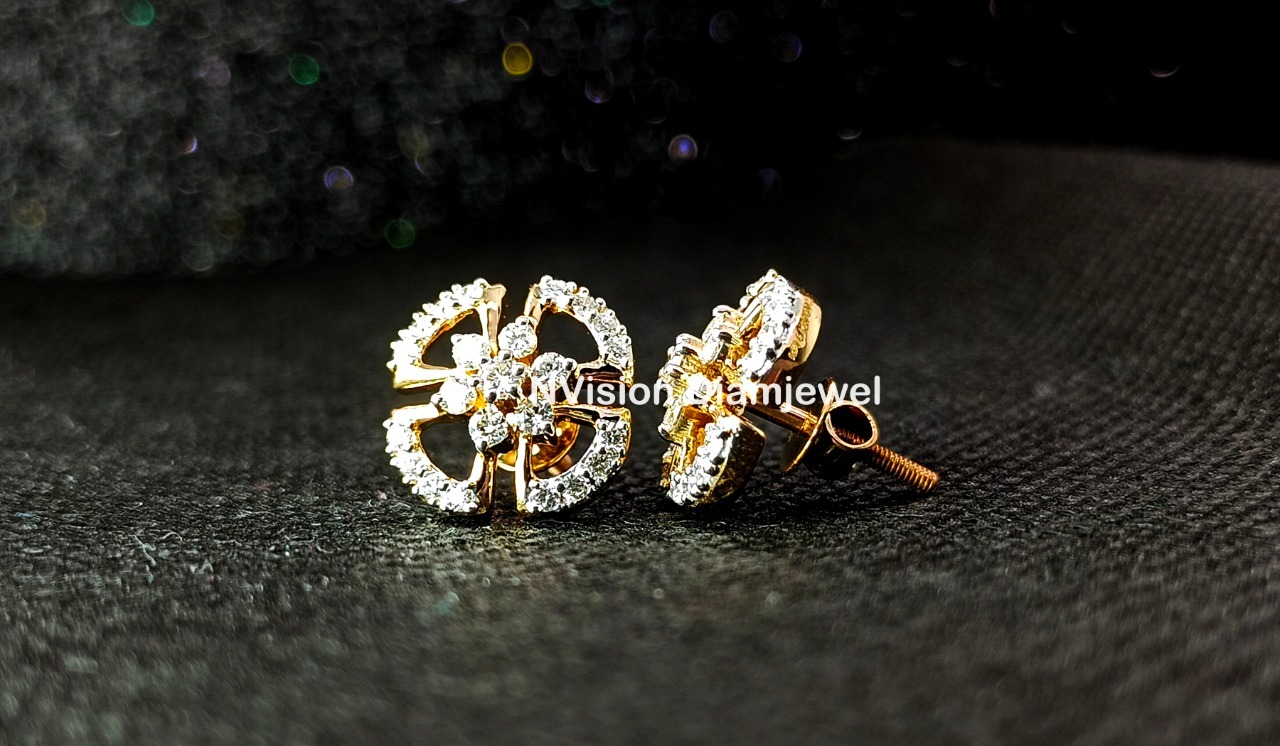 Natural Diamond Light Weight Earrings Diamond Carat Weight: 0.64 Carat