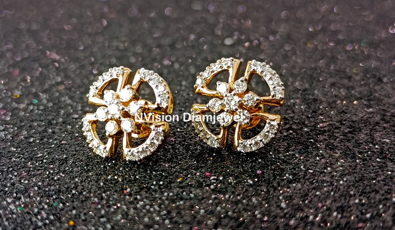 Natural Diamond Light Weight Earrings Diamond Carat Weight: 0.64 Carat