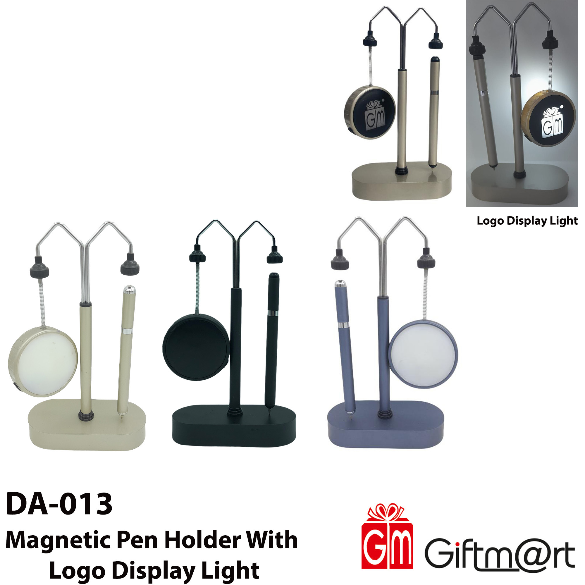 Magnetic Pen Holder - Nickel Material, 18.5x10.5x5 Cm Size, Black/grey/blue Colors | Unique Balancing Design, Multiple Options, Personalized Branding Space