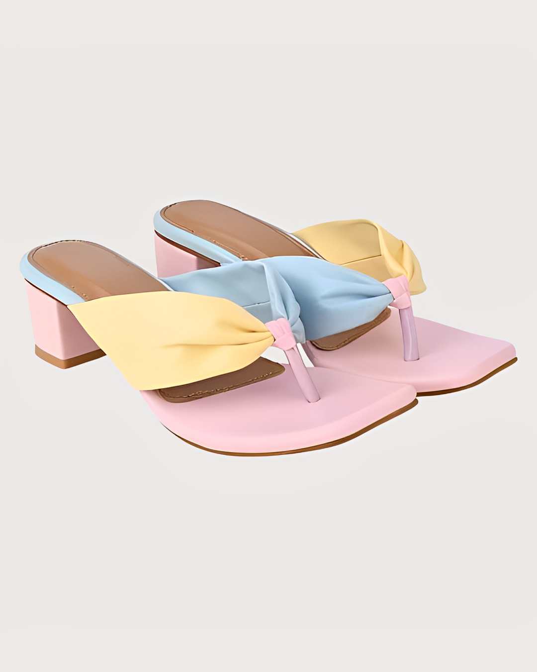 Stylish V - Shape Sandal - Pu Upper, Various Sizes Available, Pink Color | Low Heel, Fabric Material Ideal For Shopping, Office, College