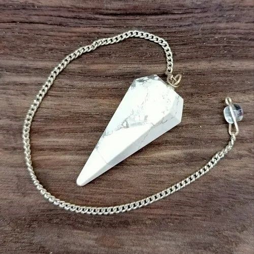 Howlite Gemstone Dowsing Cone Pendulum - 2 Inch Length, 20 Grams Weight, Elegant White Color | Spiritual Tool For Divination And Meditation